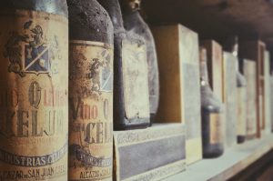 lined assorted-labeled bottles