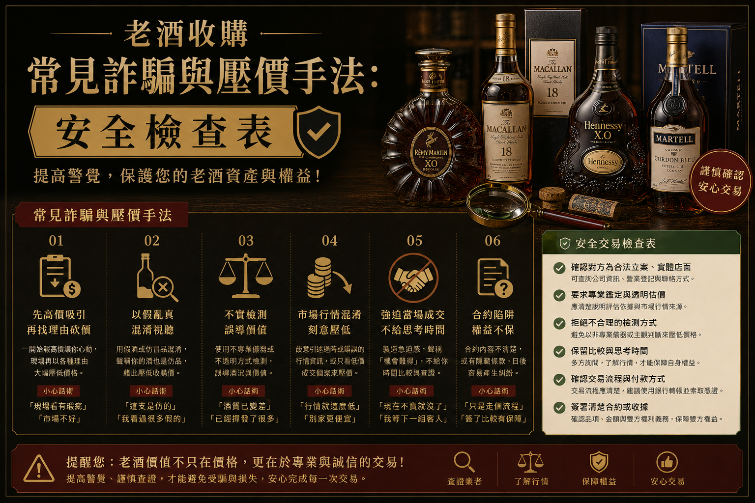 老酒收購常見詐騙與壓價手法安全檢查表封面